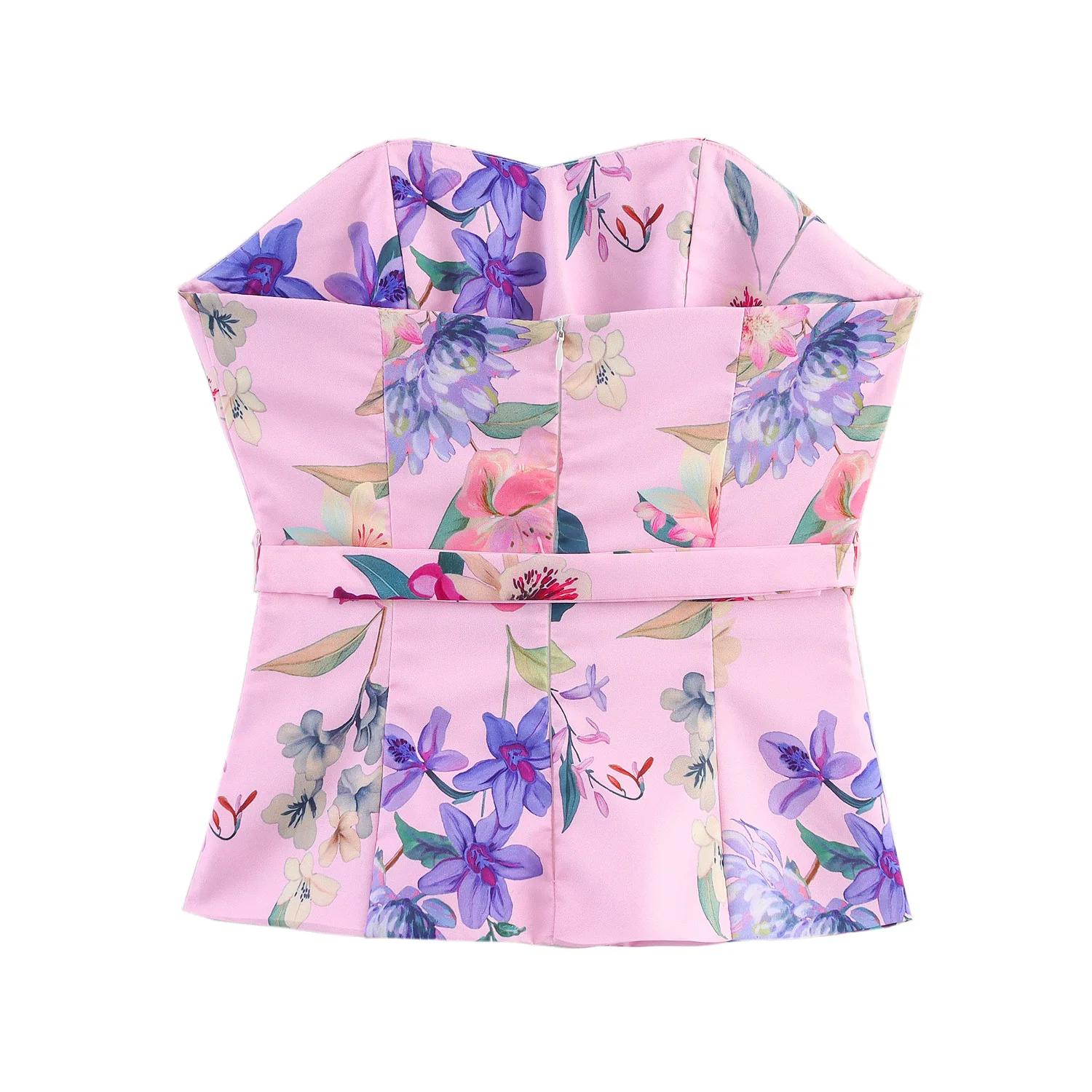 Conjunto de estilo europeo para mujer, Top estilo Bralette ajustado con cinturón y estampado a la moda para principios de otoño, pantalones largos