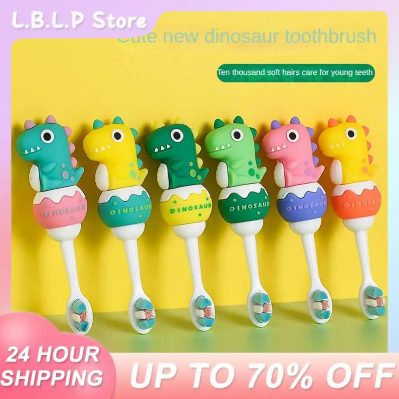 Cute Cartoon Dinosaur Children Soft Hair Toothbrush Deep Cleaning Toothbrush Tooth Guard Toothbrush For 1-7 Years Old Six Colors