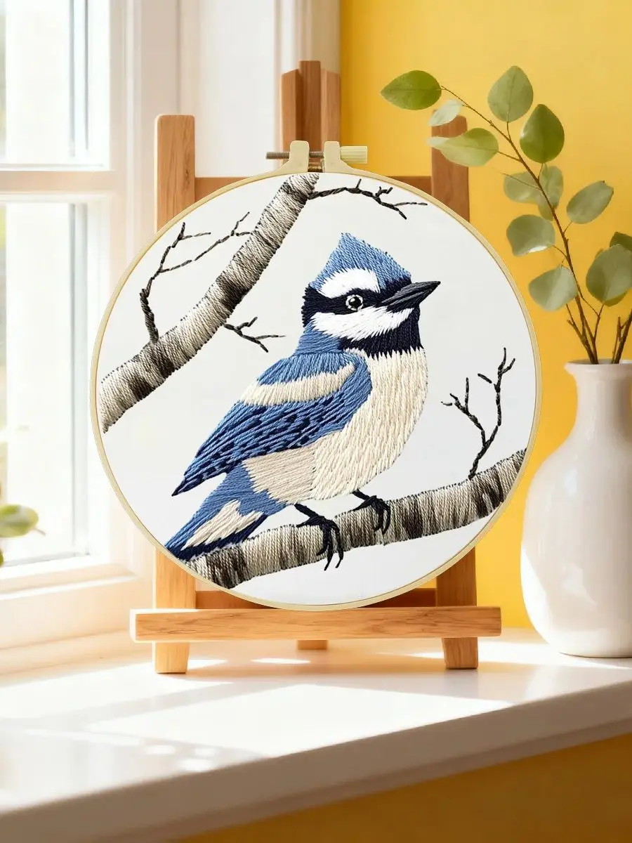 1 Stück 20X20CM/15X15CM 7,87/6,3 Zoll Vogel-Stickerei-Starter-Kit DIY-Kit DIY-Stickerei-Set Handarbeiten Nähkunst Nadelkunst – Detail 6