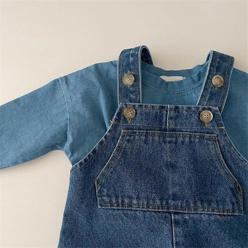 Spring Summer Baby Trousers Solid Boys Denim Overall Kids Casual Pants Infant Girls Jeans Toddler Kids Pants