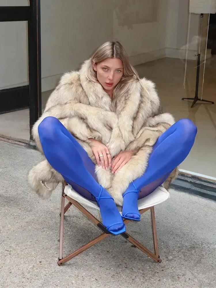 Damen-Mix-Farbe, Kunstpelz, Kunstpelz, lange Jacke, lässig, volle Ärmel, Taschen-Revers-Mantel, 2025, elegantes Büro, Pendeln, tägliche Oberbekleidung