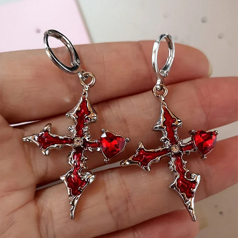 القوطية الصليب الأسود الحفر إسقاط أقراط النساء الشرير هالوين المجوهرات الإبداع موضة رائع بيان مجوهرات فتاة الهدايا #2