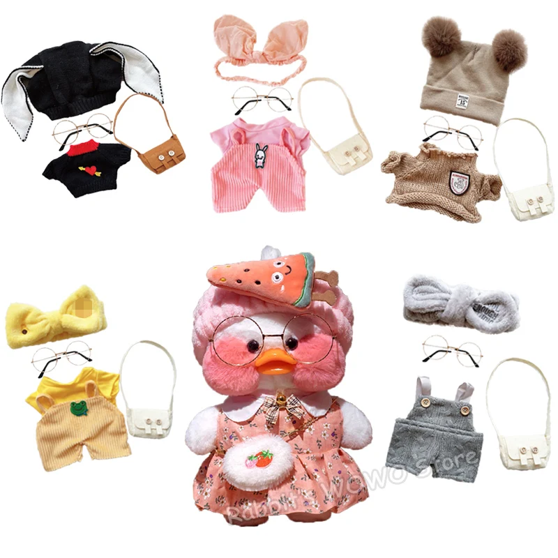 1 set Duck Accessories Sweater Dress HeadBand fit 30cm LaLafanfan Cafe Duck Toys Clothes Bag Outfit Kids Girls Gifts