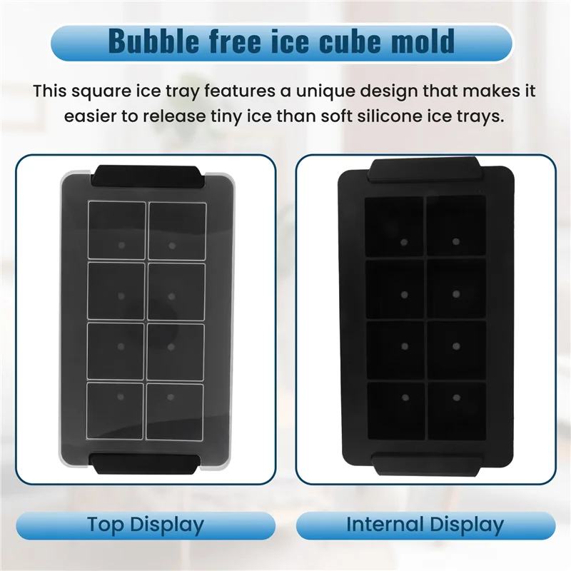

N96R Clear Ice Maker Clear Ice Square Tray Make Crystal Clear Ice Square Maker 8 Big Square Ice Square, For Cocktails