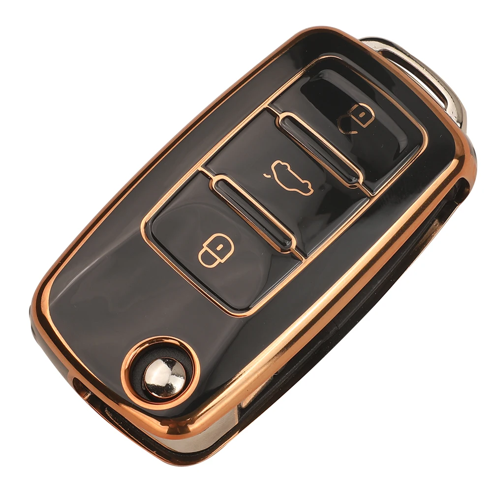 jingyuqin Remote Soft TPU Car Flip Key Case For Volkswagen VW POLO Tiguan Passat B5 B6 B7 Golf EOS Scirocco Jetta MK6 Octavia