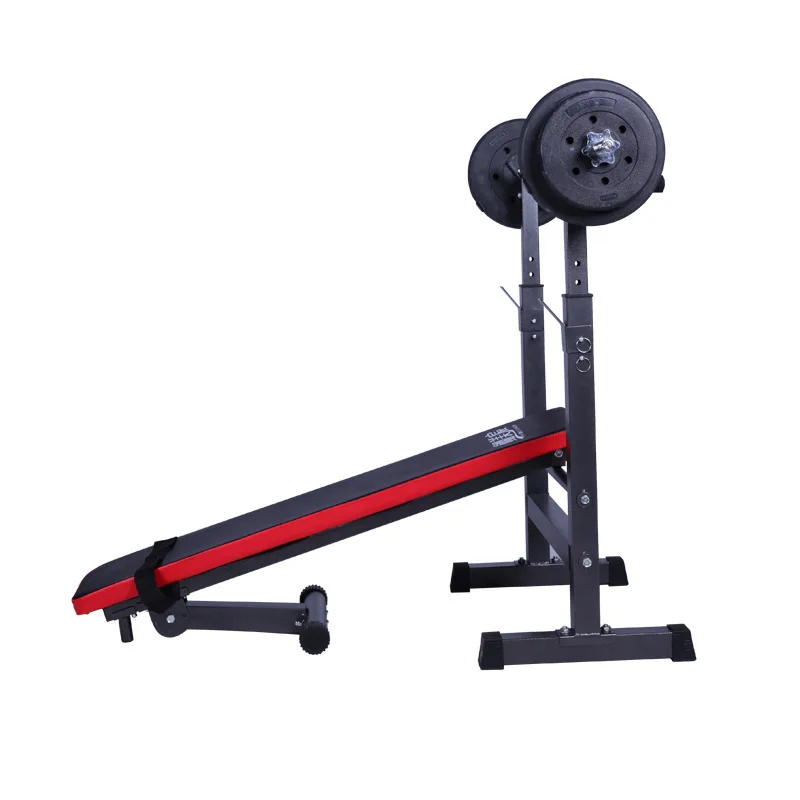 Adjustable Metal Training Bench Steel Rubber Flat Pushing Dumbbell Folding Bed Frame Simple Weightlifting Exercise Equipment