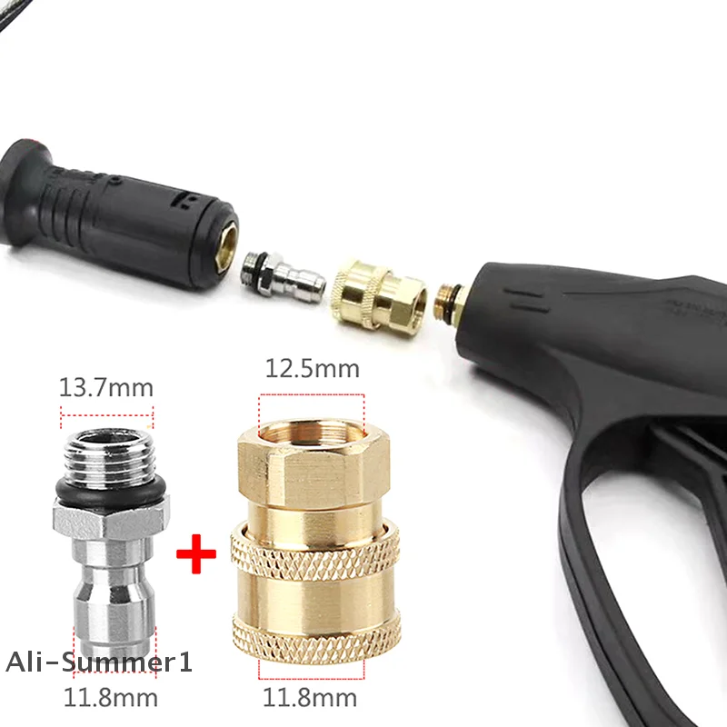 【E】2pcs Brass Connector Washing Adapter 1/4" Female Quick Connection With M14*1.5