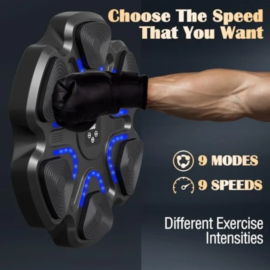 Allenatore di boxe musicale Bluetooth intelligente montato a parete con guantoni da boxe per uso domestico interno e in palestra Allenamento elettronico per bersaglio da boxe