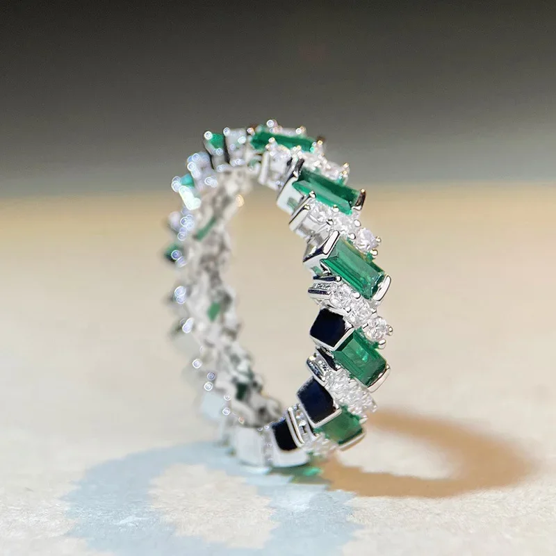 

CAOSHI Green Cubic Zirconia Geometric Rings for Women Daily Wear Statement Accessories Promise Rings Luxury Trendy Party Jewelry