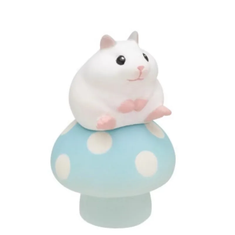Original KITAN Japan Gashapon Kawaii Anime Figurine Hamster Mushroom Keychain Cute Action Figure Miniature Capsule Toys Gift