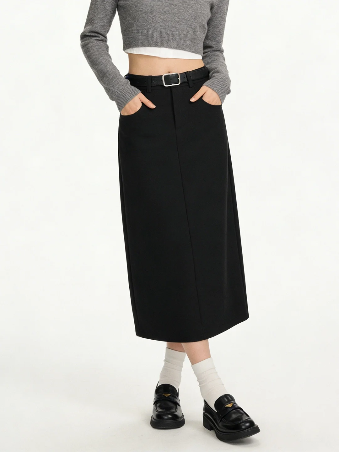 

Черная женская юбка-карандаш миди с высокой талией, облегающая, прямого кроя, универсальная, для ранней весны 2026 года