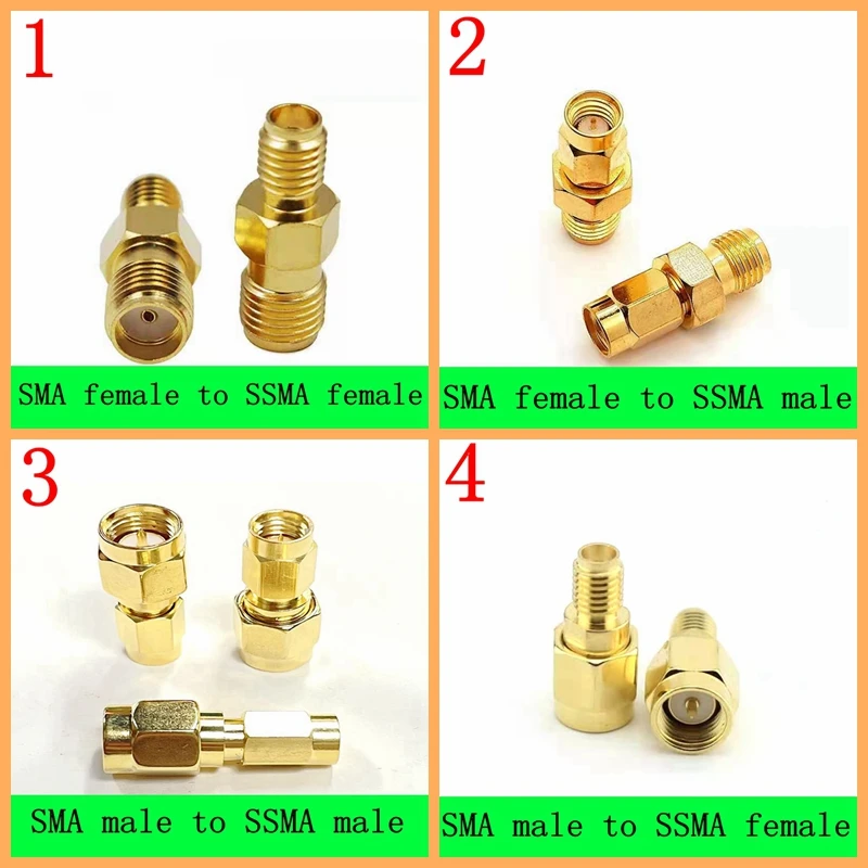 SMA To SSMA Mini Male Female Connector SMA To SSMA Male Female Straight Adapter RF Coaxial Connector High Quality