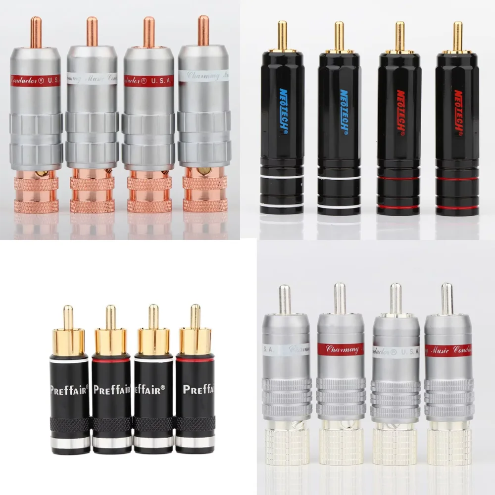 

RCA series 4pcs HiFi Gold/Silver-Plated Locking RCA Connectors for Speaker/Amplifier Cables