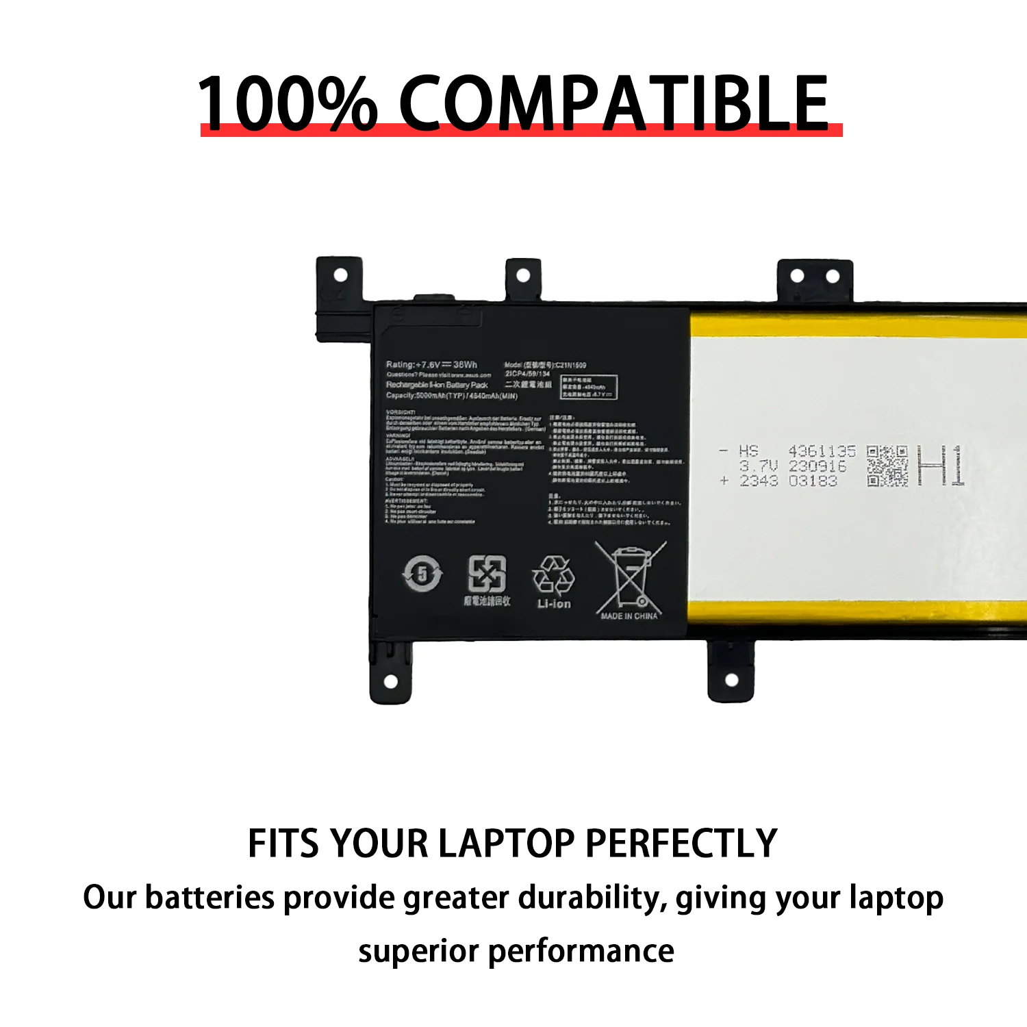 NEW C21N1509 Laptop Battery for Asus X556U X556UA X556UB X556UF X556UJ X556UQ X556UR X556UV A556U K556U F556U FL5900U VM591U