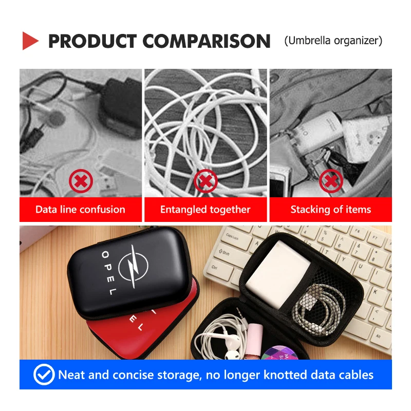 Car Earphone Key Case Men Ladies Key Storage Bag Auto Accessories For Opel OPC Astra J H G K Insignia Corsa D B E Mokka Vectra B view 3