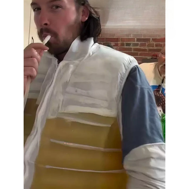 Creative Transparent Beverage Jacket Portable Drink Carrier Coat Funny Walking Drinking Outfit