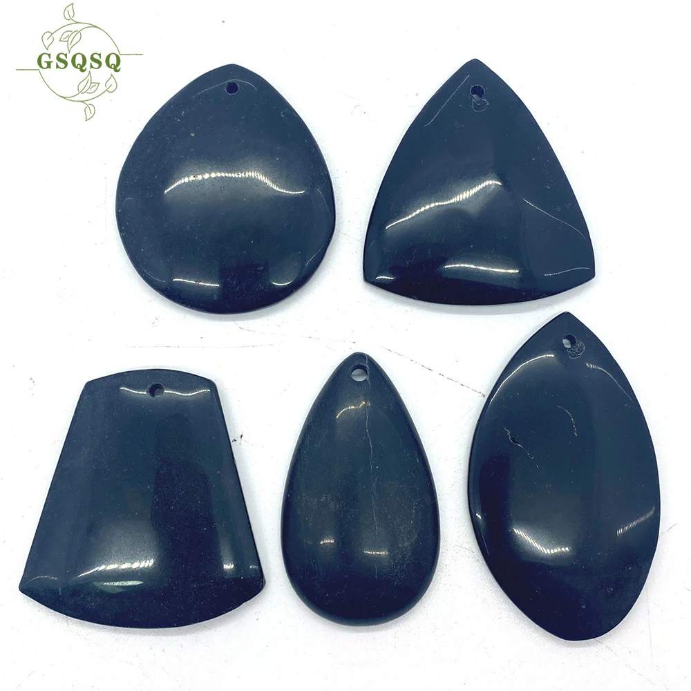 

5 Pcs Natural Stone Blue Sand Pendant Energy Gem Reiki Healing for DIY Necklace Jewelry Making Handicraft Exquisite Accessories