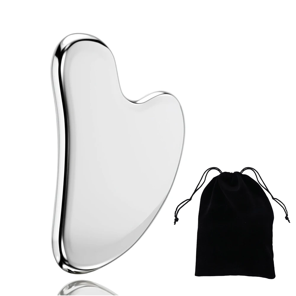 

1pc Gua Sha Board Beauty Skin Care Facial Tool Stainless Steel GuaSha Massage Tool Natural Universal Facial Silver Metal