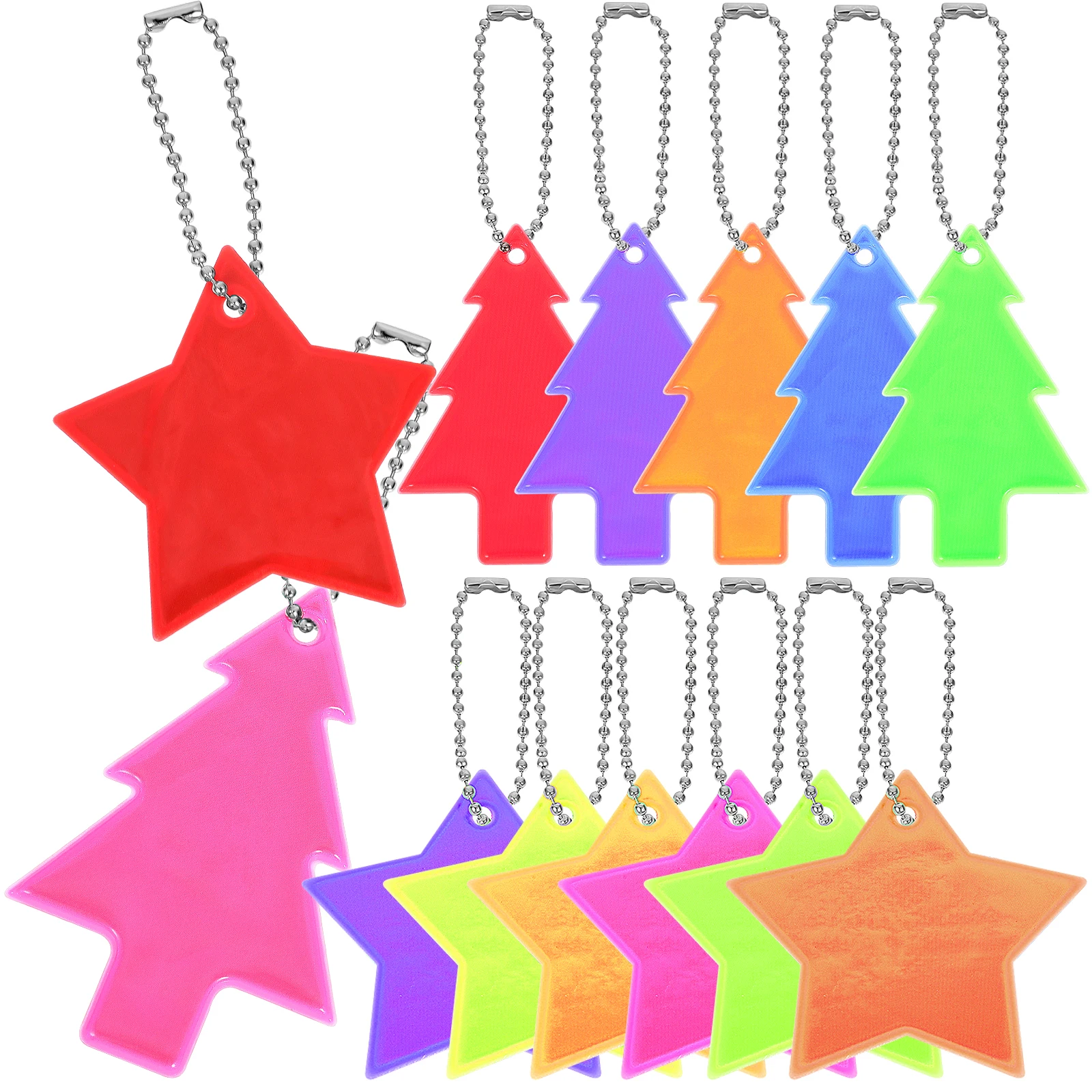 13Pcs Reflective Pendants Lightweight Safety Reflectors for Dark Conditions Portable Charms for Keys Bags Bikes Clothes