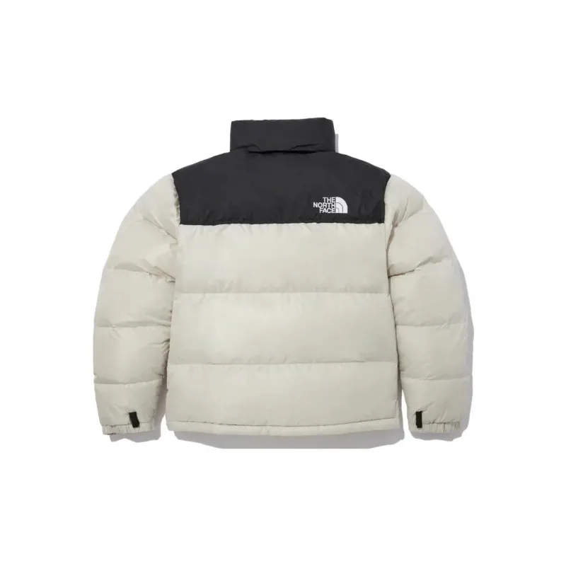 The North Face Men Jacket Unisex Contrast Color Stand Collar Warm Beige Winter Outerwear