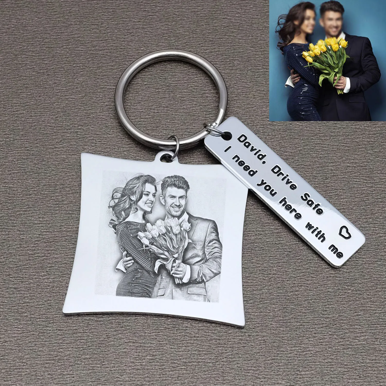 Personalized Picture Keychain, Custom Photo Keychain, Engraved Key Chain, Photo Keyring, Gift For Him, New Year Gifts