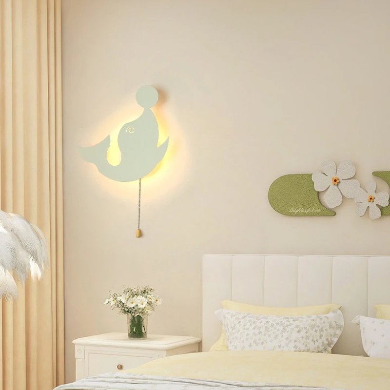 

Portable Battery with USB Plug Wall Lamp Wiring Free Wiring LED Wall Sconces Children's Room Bedroom Bedside Adorn Light Fixture