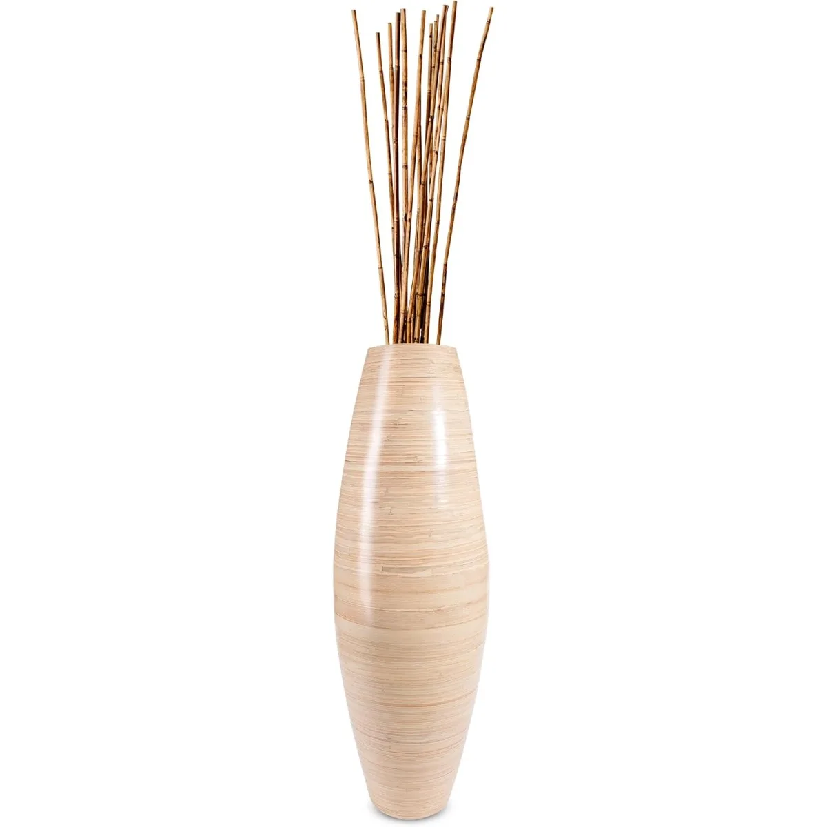 36-inch Natural Bamboo Cylinder Floor Vase, Retains Authentic Bamboo Color, Ideal for Dried Flowers, Dried Branches