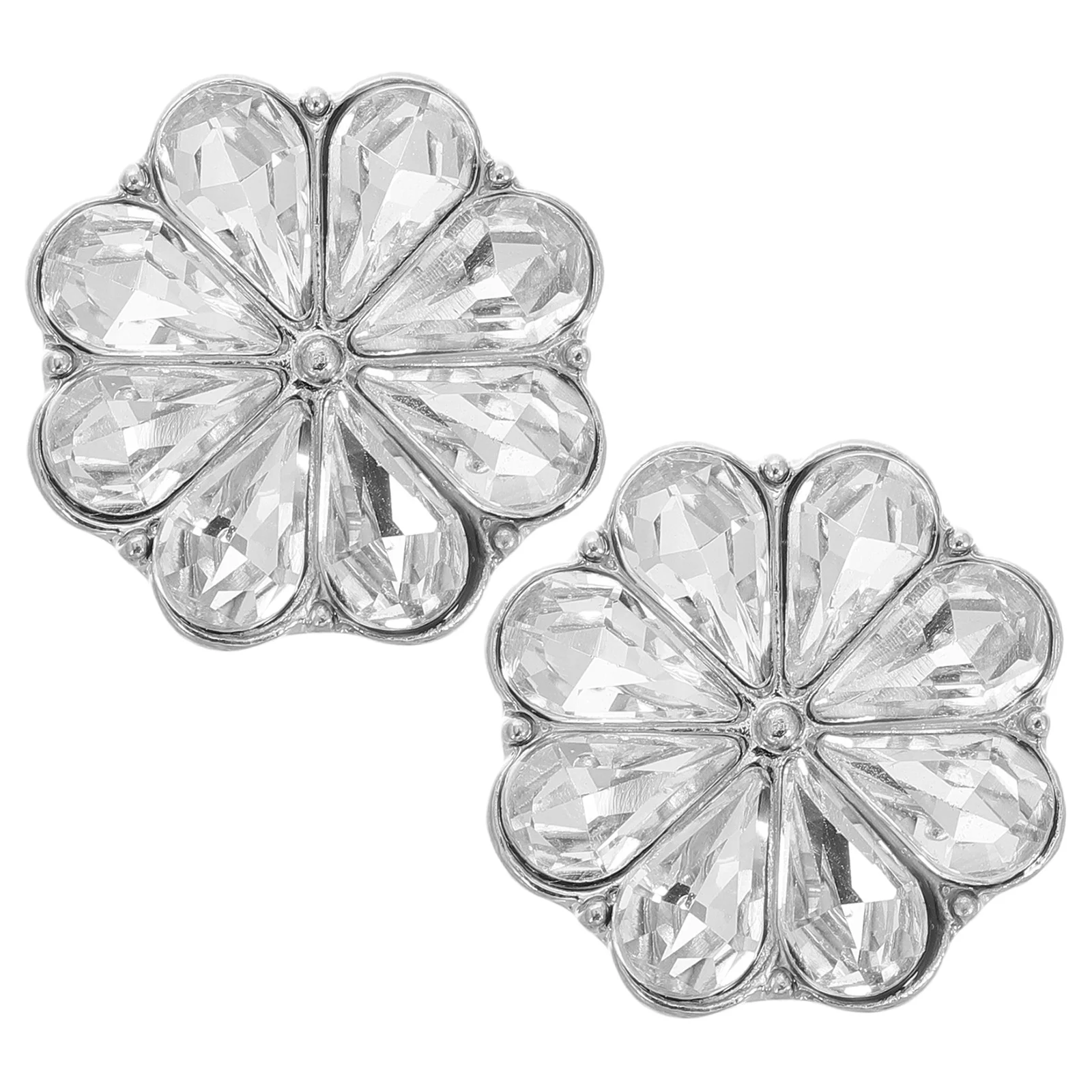 

1Pair Flower Shape Alloy Cufflinks Rhinestone Shirt Sleeve Buttons Elegant Accessories for Business Suit Dress Shirt Tuxedo