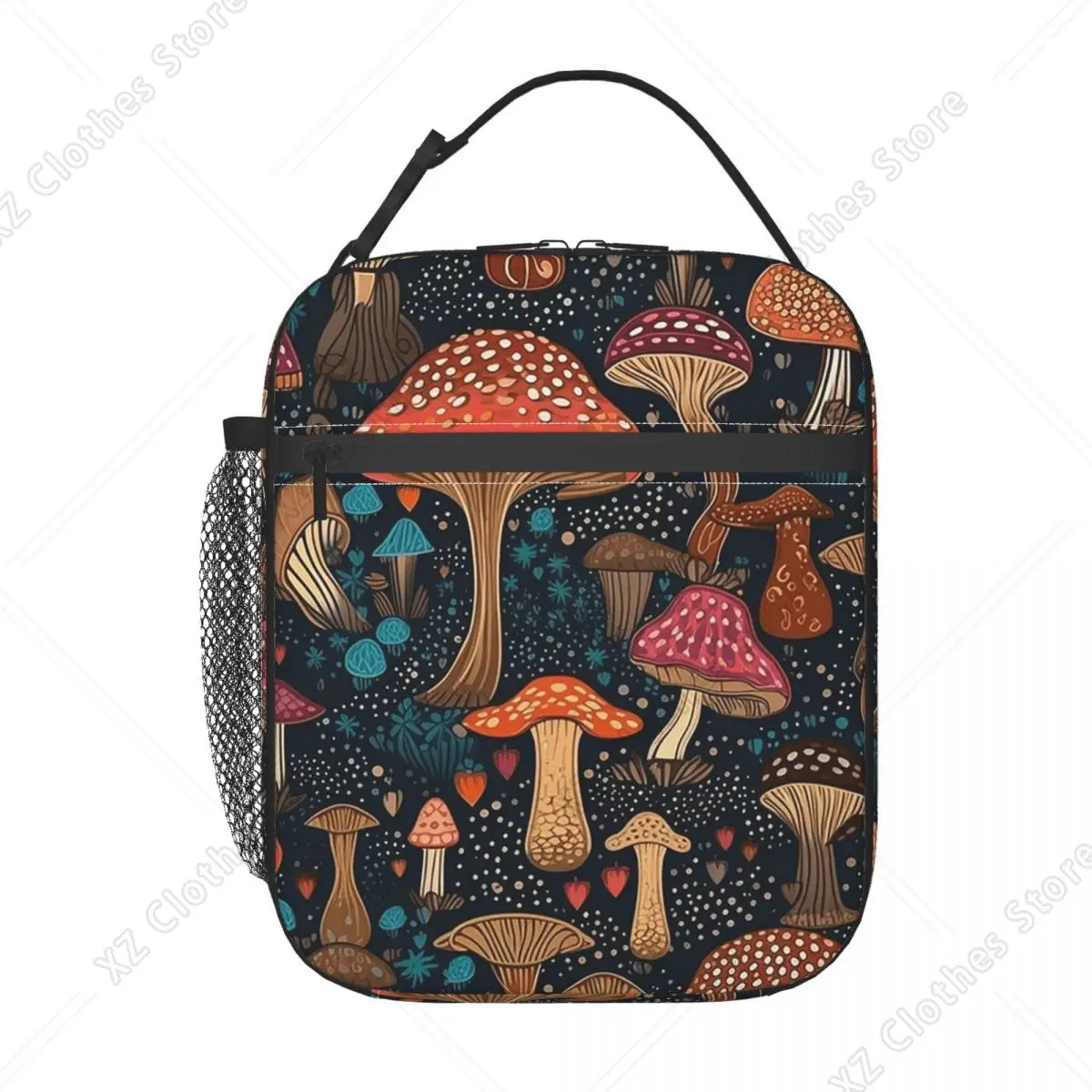 Psychedelic Magic Mushrooms Print Lava Insulated Lunch Bag for Women Children Portable Food Boxes Thermal Lunch Box Tote