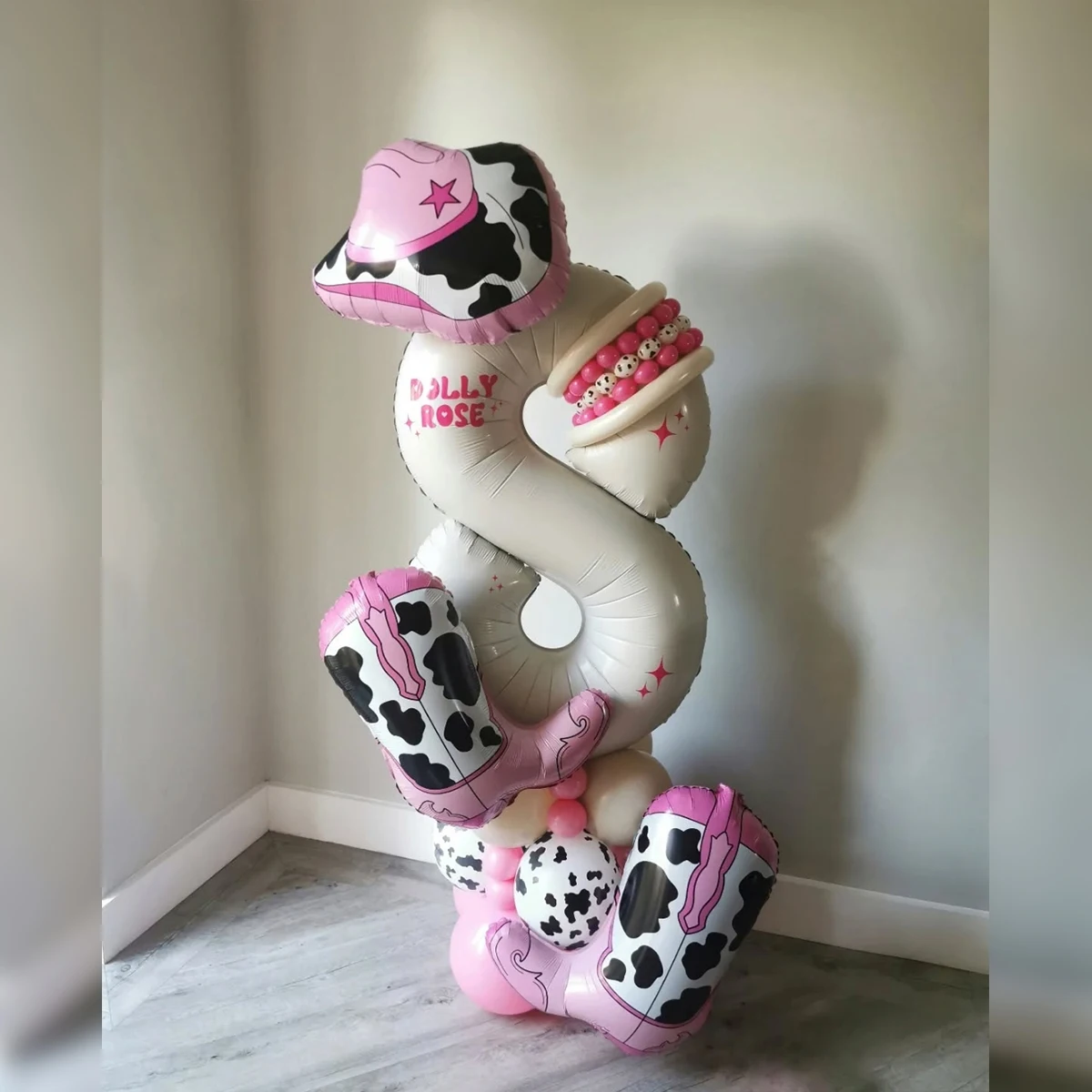 23 Stück Ballonsäule mit Western-Cowboy-Motiv, inklusive Cowboyhut, Stiefeln, 40-Zoll-Kuhfolie, digitaler Ball für Kindergeburtstag, Party-Dekoration
