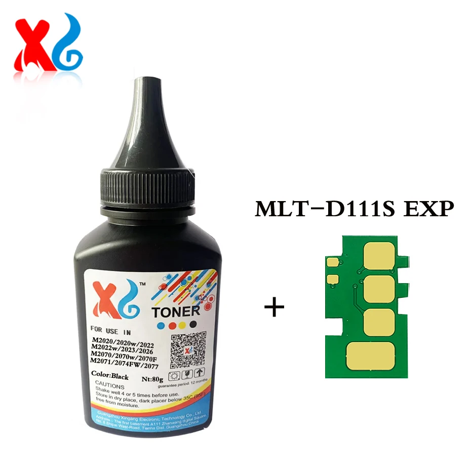 MLT-D111S Toner Powder with Chip for Samsung SL-M2020 M2020W M2022 M2023 M2022W M2026 M2070 M2070W M2070F M2071 M2074FW M2077 1K