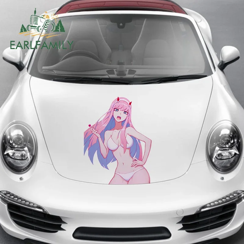 

EARLFAMILY 43cm x 33cm Car Stickers Waterproof Decal For Zero Two Scratch-Proof Car Accessories Decals Creative Decoration