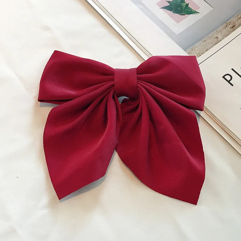 Mixed Color 5pc Ribbon Bow Girls Hair Clips Elegant Solid Color Bow Hair Accessories Hair Clips for Girls Headwear image 4