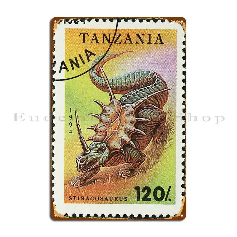 Tanzania Dinosaur Stamp Metal Signs Garage Custom Wall Mural Wall Decor Wall Cave Tin Sign Poster