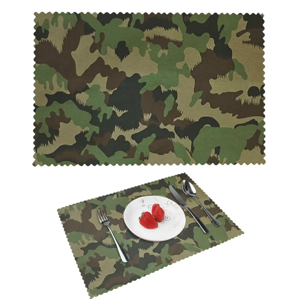 TAZ 90 Swiss Camo Military Tactical Gear Army Camouflage Placemat Washable Plate Mat for Table Bowl Coaster Super Absorbent Mats