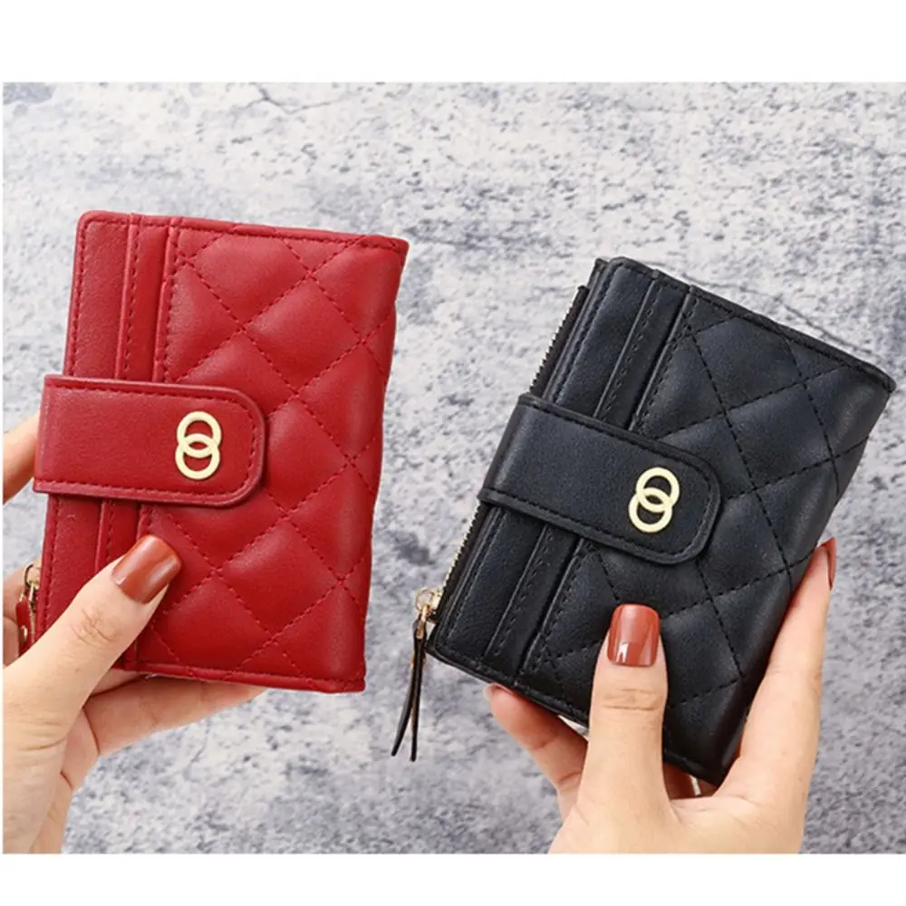 PU Leather Women Wallet Classical Money Bag Solid Color Mini Coin Purse Zipper Small Bifold Wallet