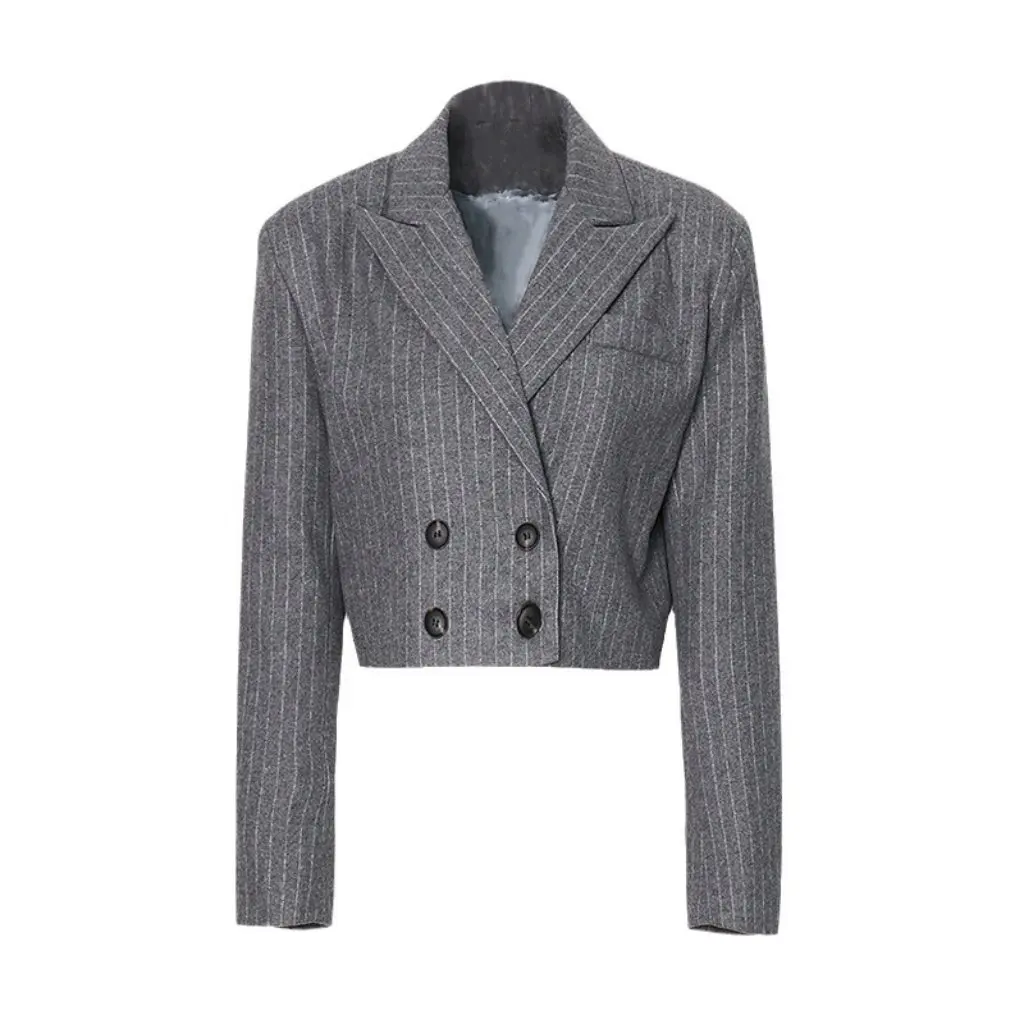 

Elegant Woolen Short Suit Autumn Outwear Loose Fit Long-Sleeved Fashionable New Style Women's Upper Apparel