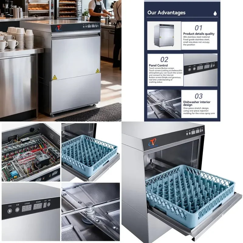 Commercial Undercounter Dishwasher Glass Bottle Washer for Hotels Restaurants Bar Coffee Shop Automatic Cleaning Machine