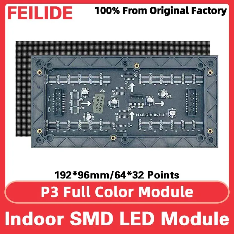 

P3 Indoor LED Video Wall Large Screen Full Color LED Sigital Sign HUB75 RGB Pixel Display LED Display Module 192*96mm