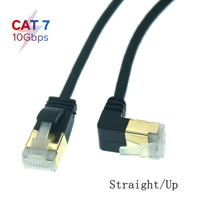 10Gbps RJ45 Cat7 Lan Cable UTP RJ45 Network Cable Ethernet Cable For Cat6 Compatible Patch Cord 90 Degree Up Down Right Angle