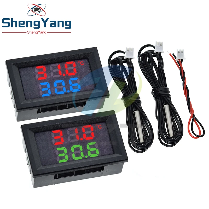 DC4-30V 100cm LED Display Digital Voltmeter and Thermometer Temperature Sensor Detector With NTC10K 3950 Probe Temp Tester Gauge