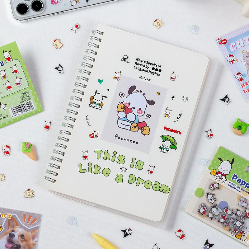 Pochacco Kuromi Kt Cat Melody Sticker para niños, pegatinas impermeables para decoración de cuenta de mano, dibujos animados, Kawaii, regalos, 100, piezas