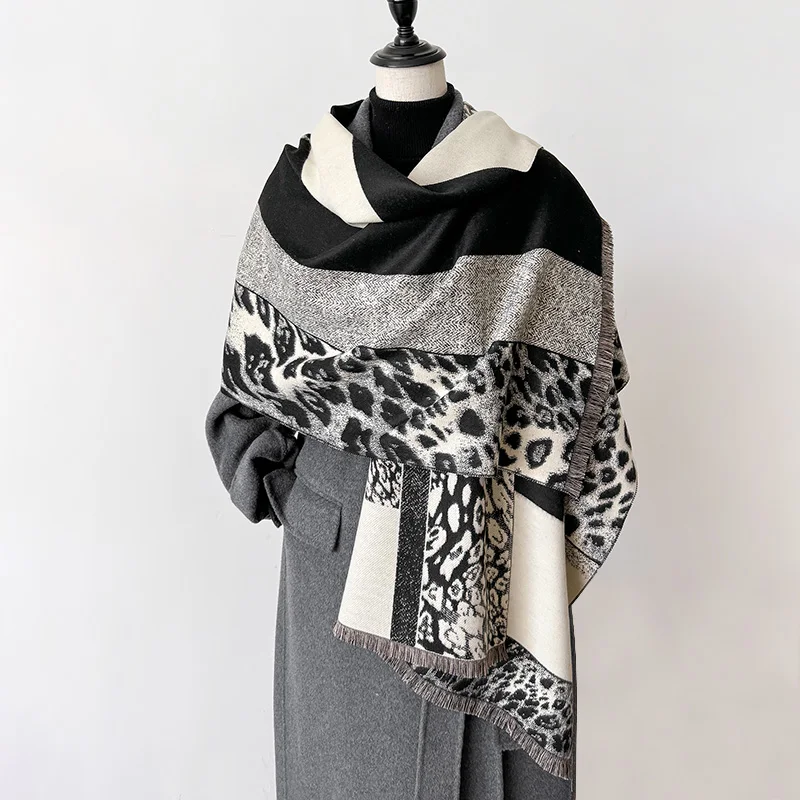 Bufandas de Cachemira Jacquard de dos caras para mujer, chal grueso de alta calidad, Pashmina de lana para mujer, último diseño, invierno, 2024