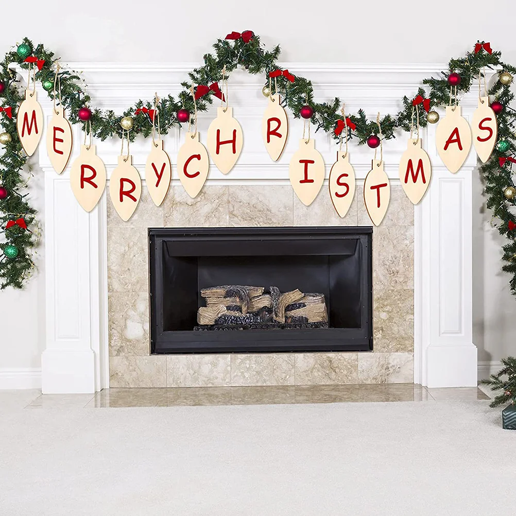 

1Set Christmas Wooden Cutouts Light Bulb Shaped Pendant Exquisite Detail Decoration DIY Wood Crafts Home Decor