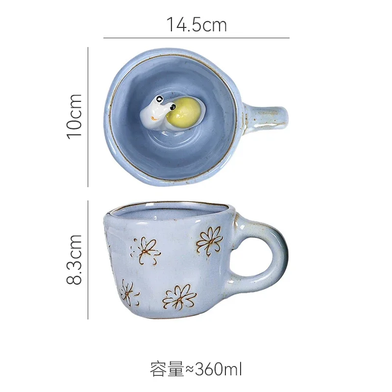 360ml tasses en céramique drôle dessin animé Animal thé lait tasses mignon à la main 3D escargot marguerite chien chat tasses à café cadeaux uniques créatifs
