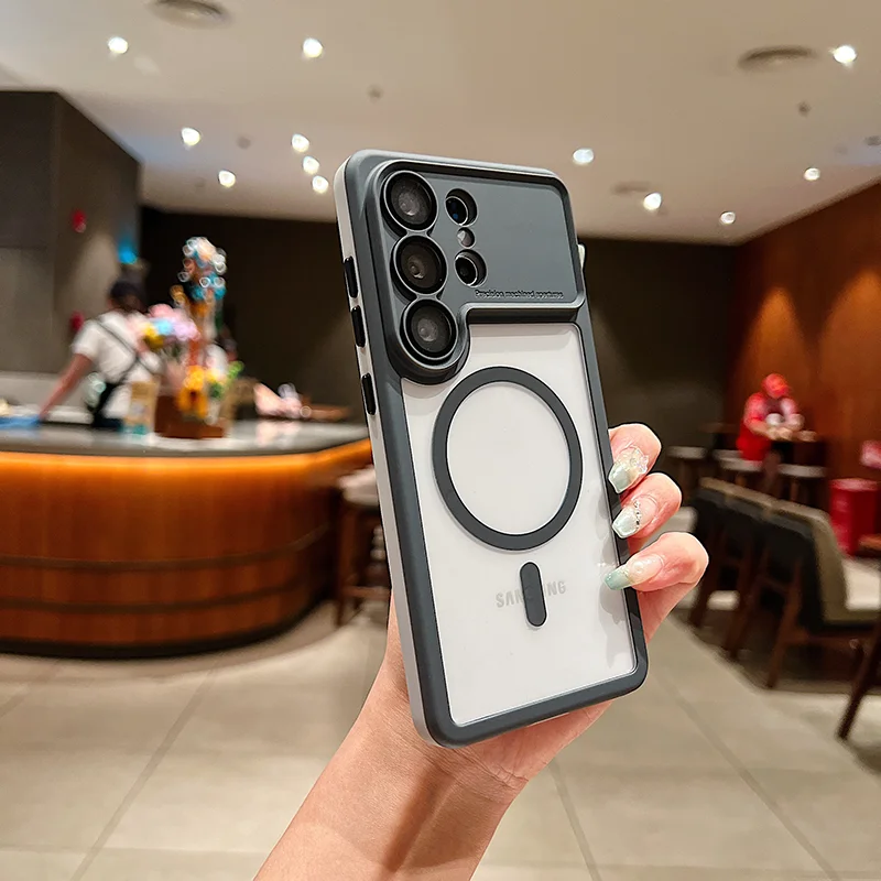 Einfache magnetische Handyhülle mit Skin-Feeling für Samsung S26 Ultra S25 S24, stoßfester Kameraschutz für MagSafe, schlanke, langlebige Abdeckung