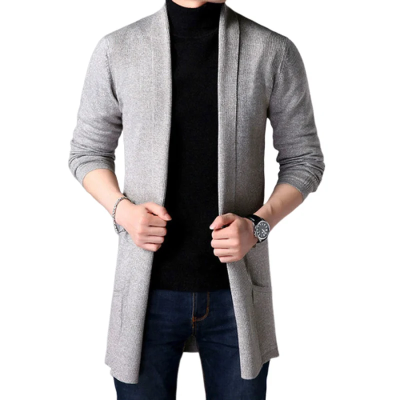 

Cardigan Sweater Coats 2024 Autumn New Men's Slim Long Solid Color Knitted Coat Fashion Designer Casual 3XL-M