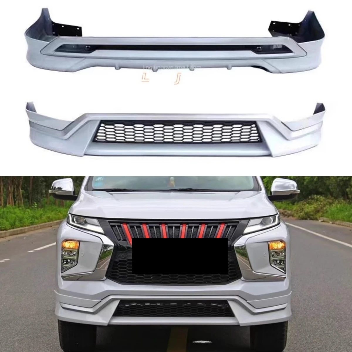 

Front Shovel Rear Lip for Mitsubishi Pajero Sport 2020 Modified New Style Unpainted Spoiler Car Body Kit