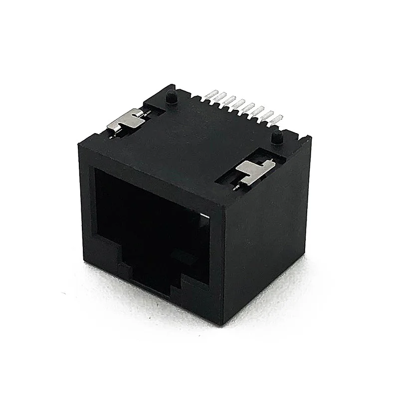 12 STKS RJ45 connector Netwerk socket 8P8C Modulaire Jack PCB Zwart SMT horizontale patch