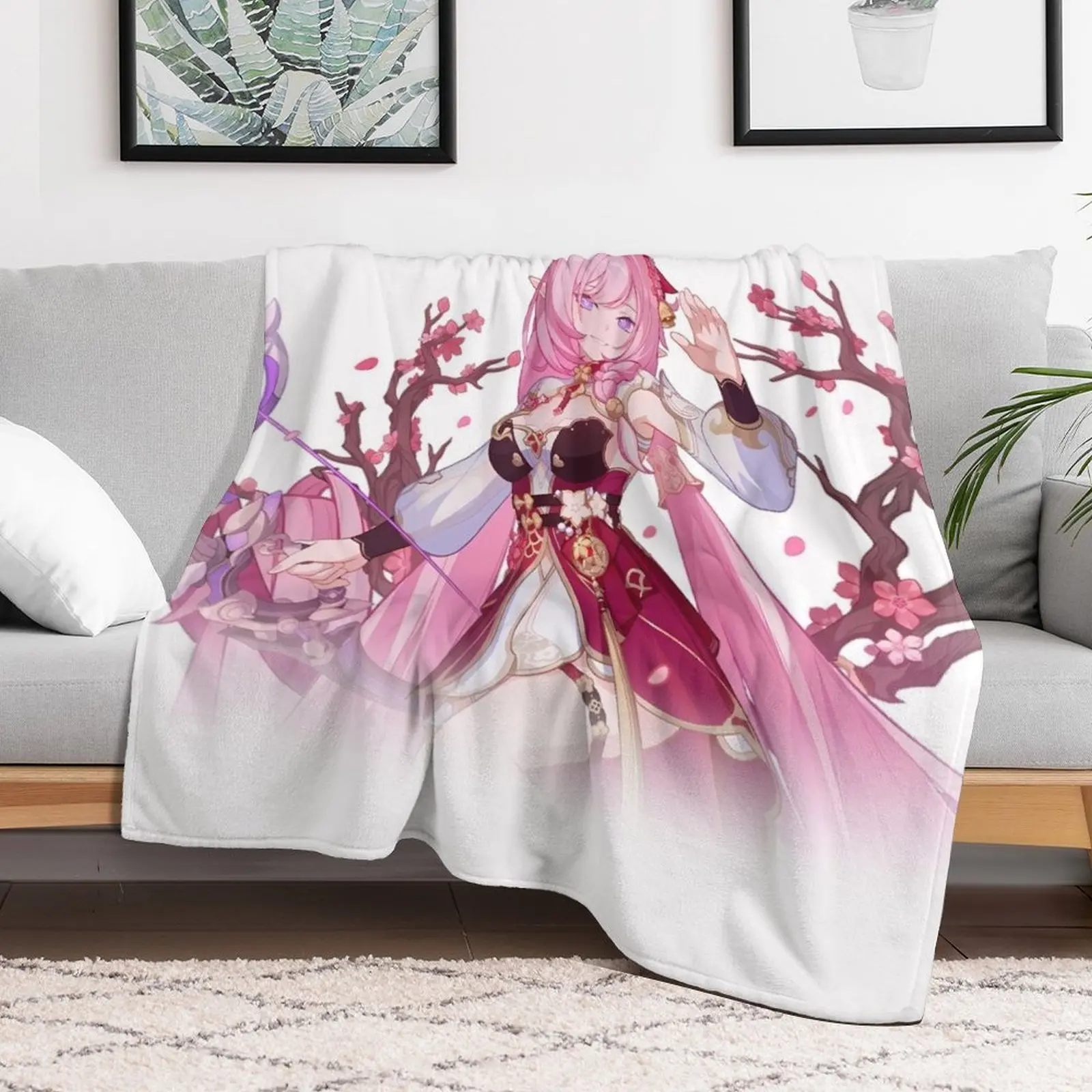 Honkai Impact 3rd Elysia Herrscher of Human Ego Peachy Spring Throw Blanket Plaid on the sofa anime Blankets